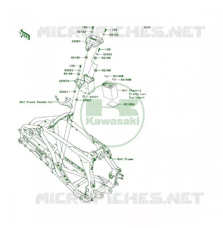 SUPPORT BATTERIE Kawasaki QUAD 450 2010 KFX450R  KSF450BAF