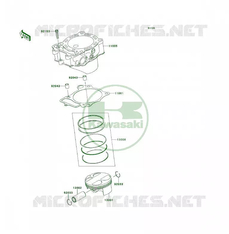 CYLINDRE/PISTON Kawasaki QUAD 450 2010 KFX450R  KSF450BAF