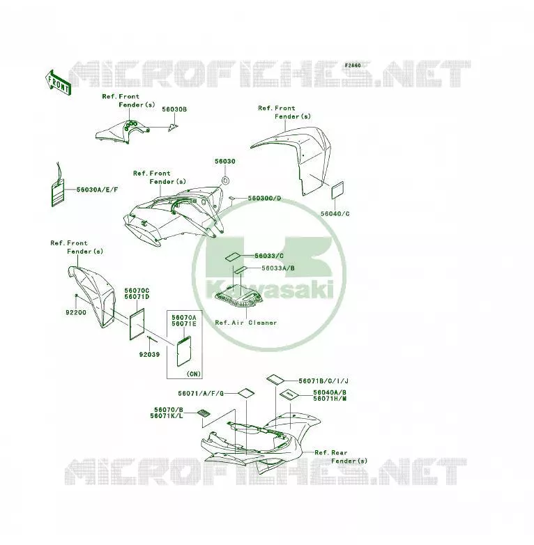 LABEL Kawasaki QUAD 450 2010 KFX450R  KSF450BAF