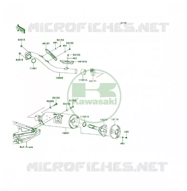 &Eacute;CHAPPEMENT Kawasaki QUAD 450 2011 KFX450R  KSF450BBF