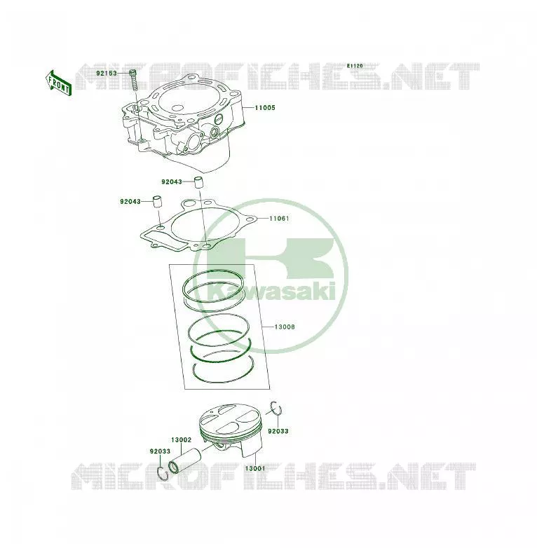 CYLINDRE/PISTON Kawasaki QUAD 450 2012 KFX450R  KSF450BCS