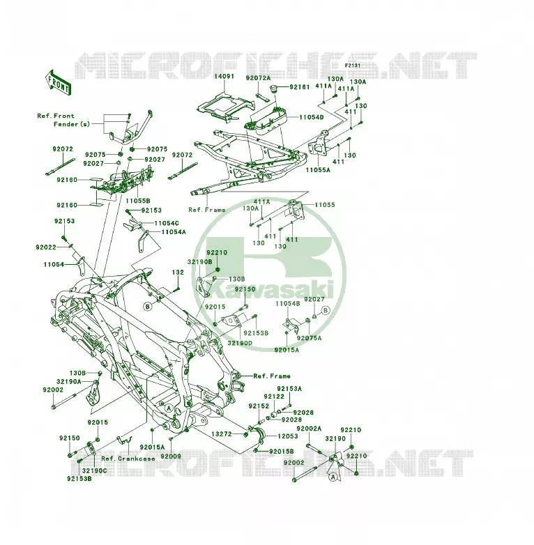 PIECE DE CADRE (COUVERTURE) Kawasaki QUAD 450 2012 KFX450R  KSF450BCS
