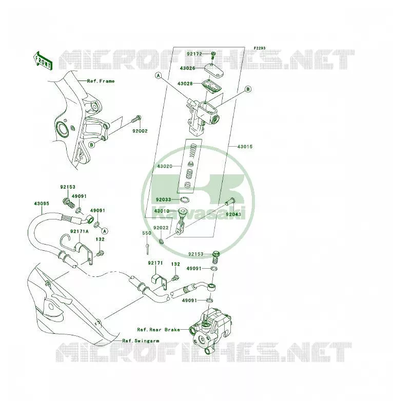 MAITRE CYLINDRE ARRI&Egrave;RE Kawasaki QUAD 450 2013 KFX450R  KSF450BDF