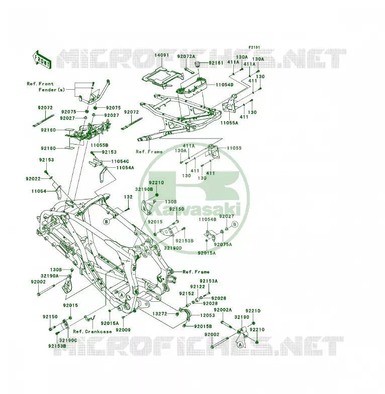 PIECE DE CADRE (COUVERTURE) Kawasaki QUAD 450 2013 KFX450R  KSF450BDF