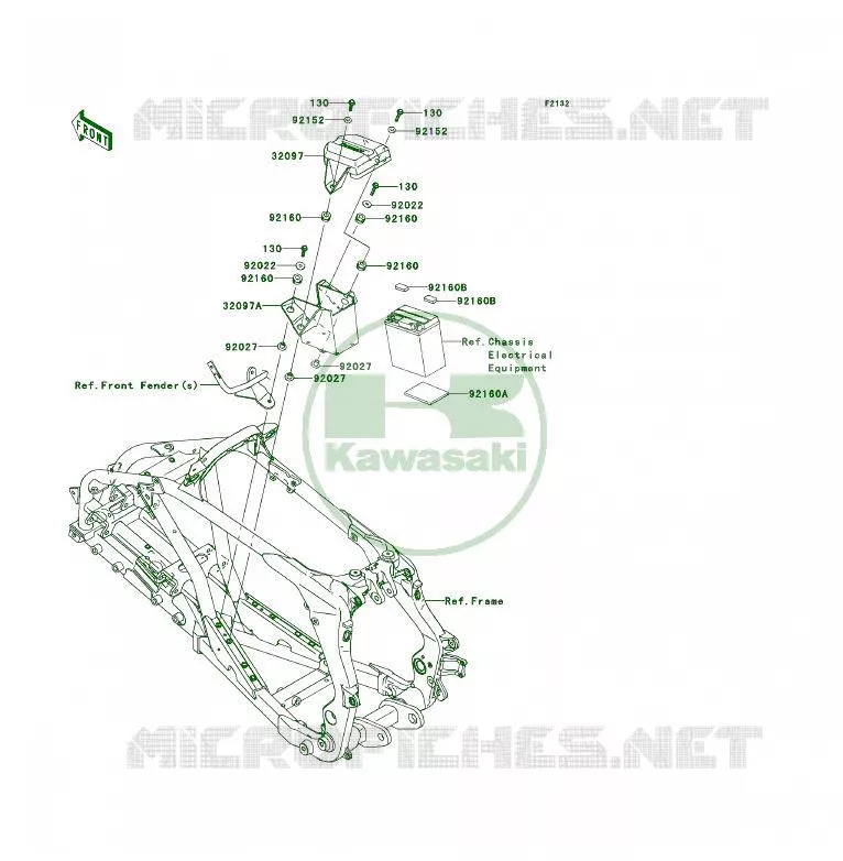 SUPPORT BATTERIE Kawasaki QUAD 450 2013 KFX450R  KSF450BDF