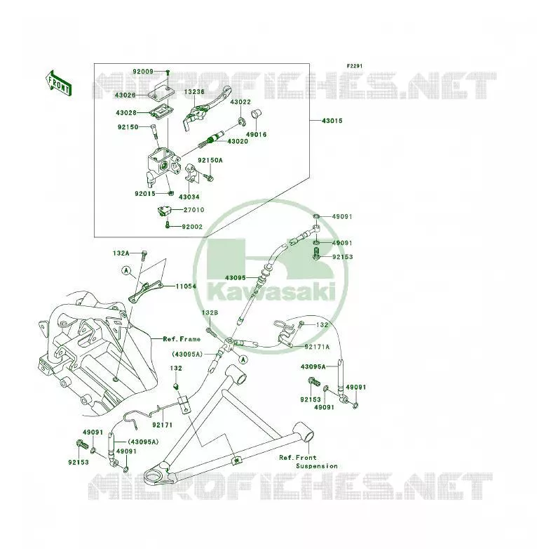 MAITRE CYLINDRE AV Kawasaki QUAD 450 2014 KFX450R  KSF450BEF