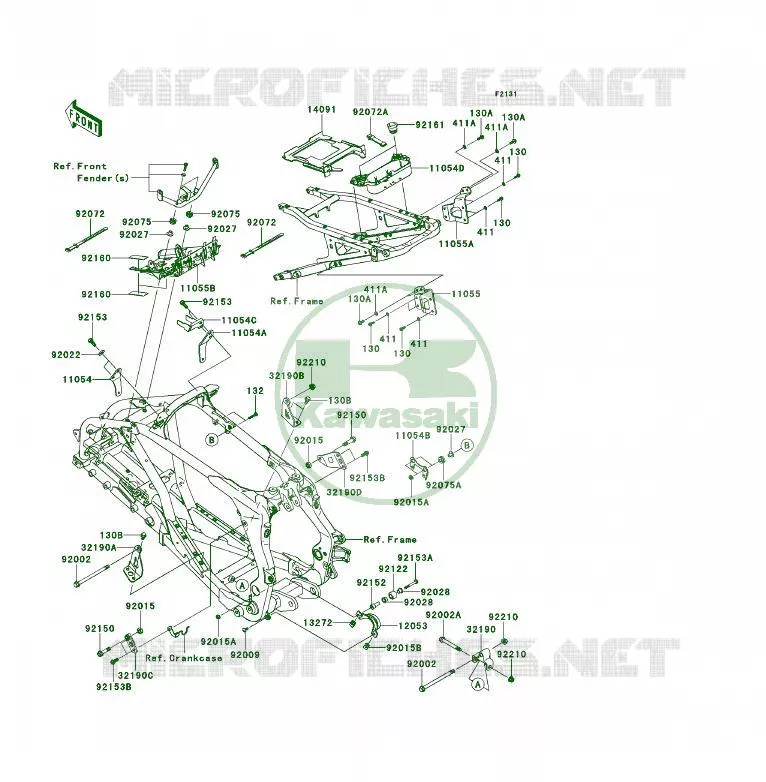 PIECE DE CADRE (COUVERTURE) Kawasaki QUAD 450 2014 KFX450R  KSF450BEF