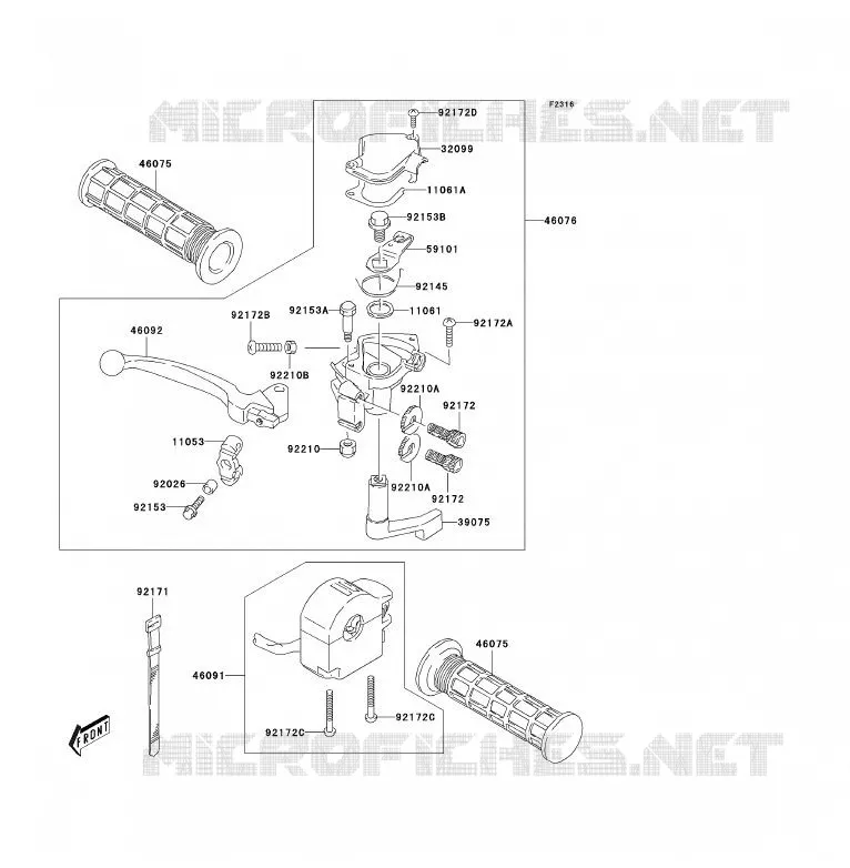 POIGNEE GUIDON Kawasaki QUAD 80 2003 KFX80  KSF80-A1