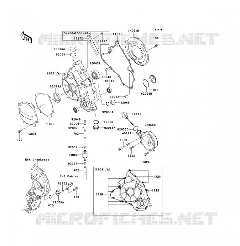 COUVERCLES MOTEUR Kawasaki QUAD 700 2011 KFX700  KSV700ABF