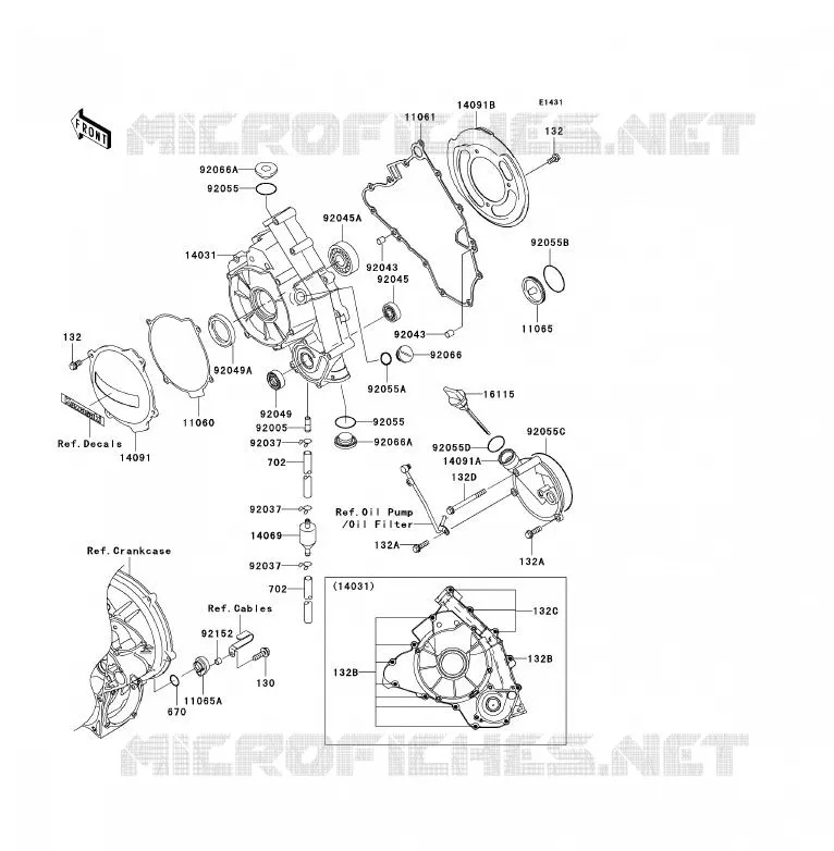 COUVERCLES MOTEUR Kawasaki QUAD 700 2005 KFX700  KSV700-B2