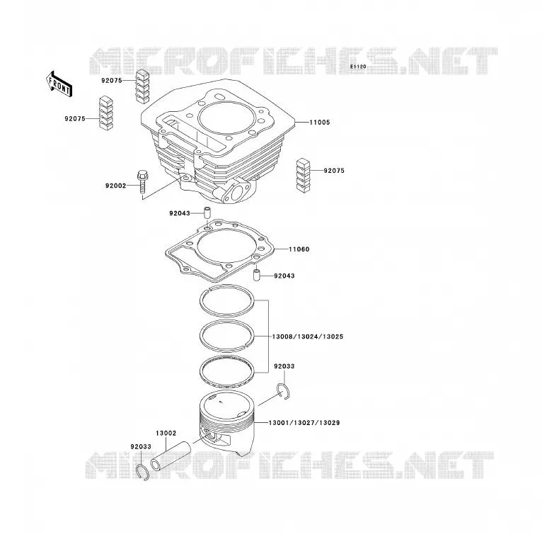 CYLINDRE/PISTON Kawasaki QUAD 300 2000 KVF300 4X4  KVF300-A2