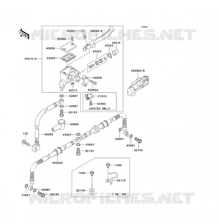 MAITRE CYLINDRE AV Kawasaki QUAD 300 2000 KVF300 4X4  KVF300-A2