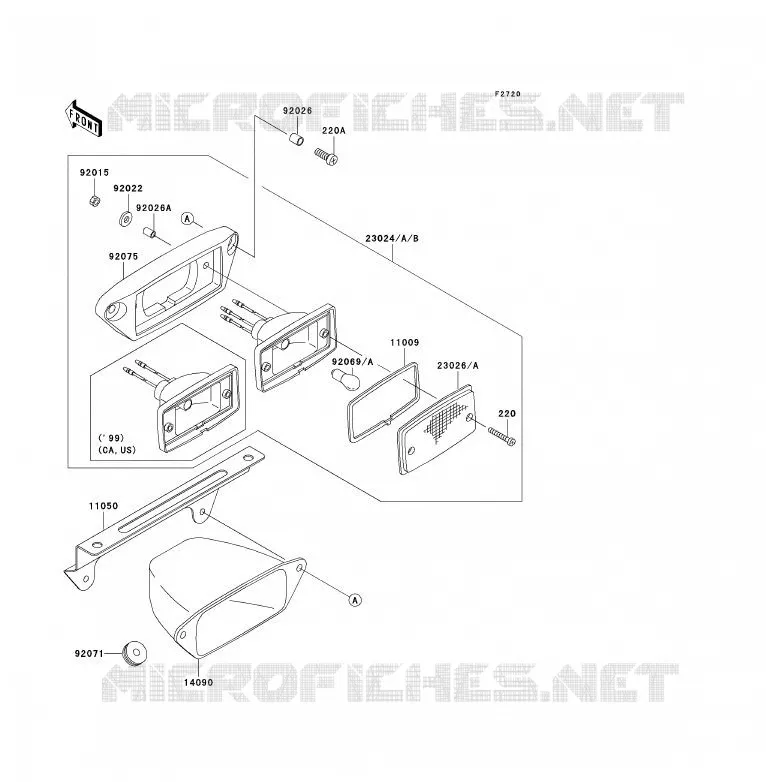 FEUX ARRI&Egrave;RE(S) Kawasaki QUAD 300 2000 KVF300 4X4  KVF300-A2