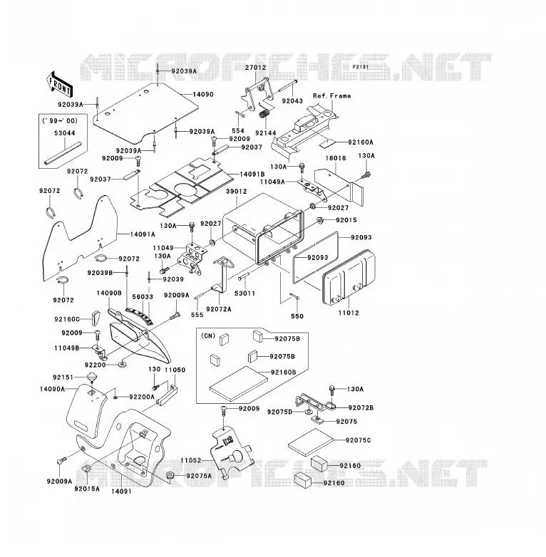 PIECE DE CADRE (COUVERTURE) Kawasaki QUAD 300 2000 KVF300 4X4  KVF300-A2