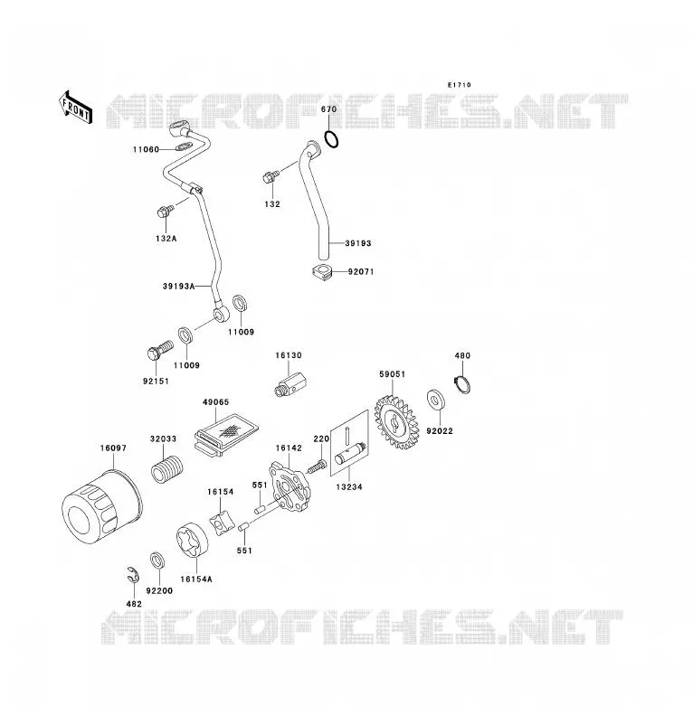 POMPE A HUILE/FILTRE &Agrave; HUILE Kawasaki QUAD 300 2001 KVF300 4X4  KVF300-A3