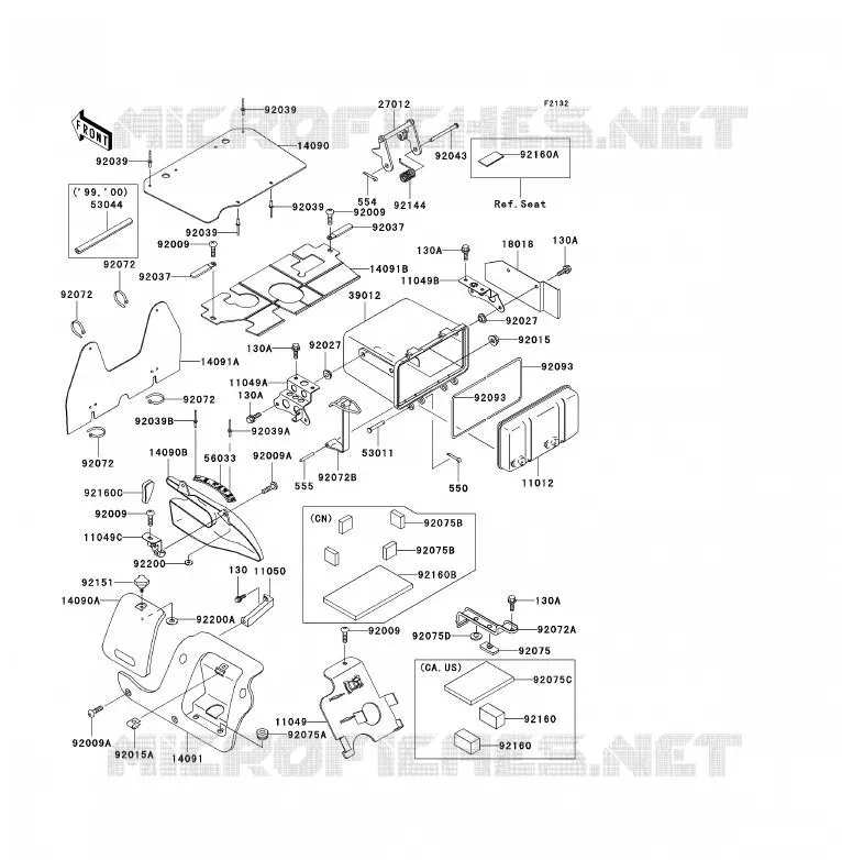 SUPPORT BATTERIE Kawasaki QUAD 300 2000 KVF300  KVF300-B2
