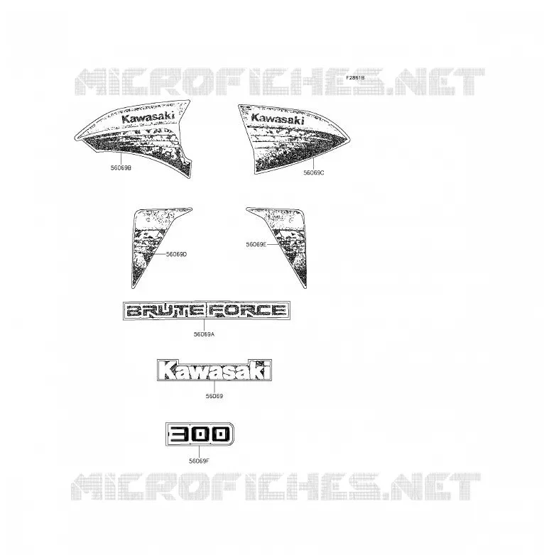 STICKER(RED) Kawasaki QUAD 300 2013 BRUTE FORCE 300  KVF300CDF