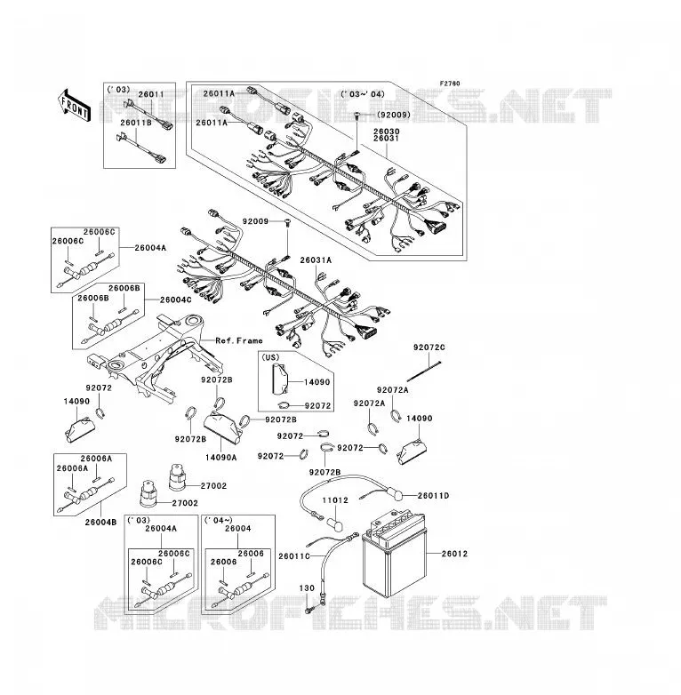 CHASSIS EQUIPMENT ELECTRIQUE Kawasaki QUAD 360 2004 KVF360 4X4  KVF360-A2