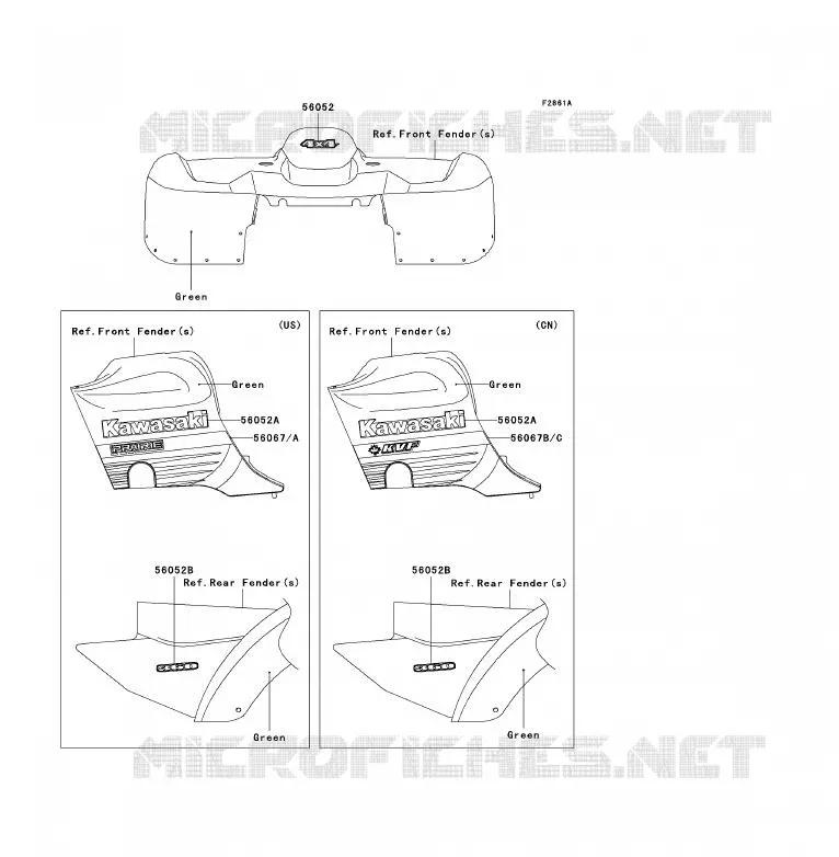 STICKER(GREEN) Kawasaki QUAD 360 2006 KVF360 4X4  KVF360A6F