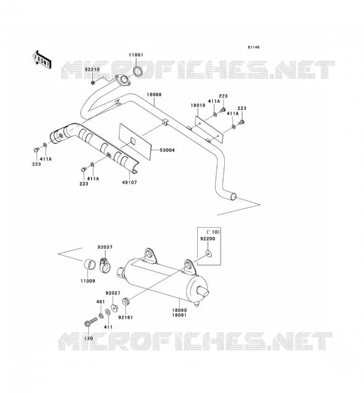 &Eacute;CHAPPEMENT Kawasaki QUAD 360 2010 KVF360 4X4  KVF360AAF