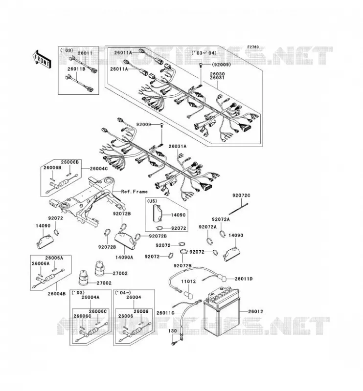 CHASSIS EQUIPMENT ELECTRIQUE Kawasaki QUAD 360 2004 KVF360  KVF360-B2