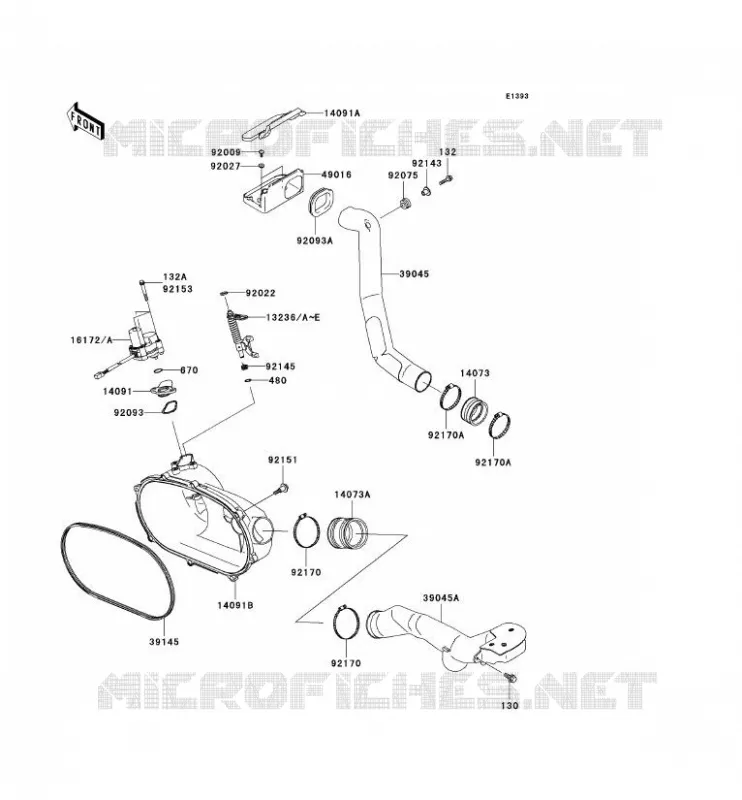 COUVERCLE CONVERTISSEUR/COURROIE Kawasaki QUAD 360 2004 KVF360  KVF360-B2