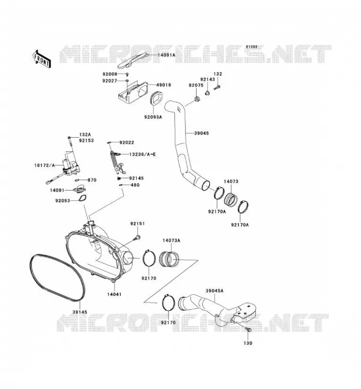 COUVERCLE CONVERTISSEUR/COURROIE Kawasaki QUAD 360 2004 KVF360 4X4  KVF360-C2