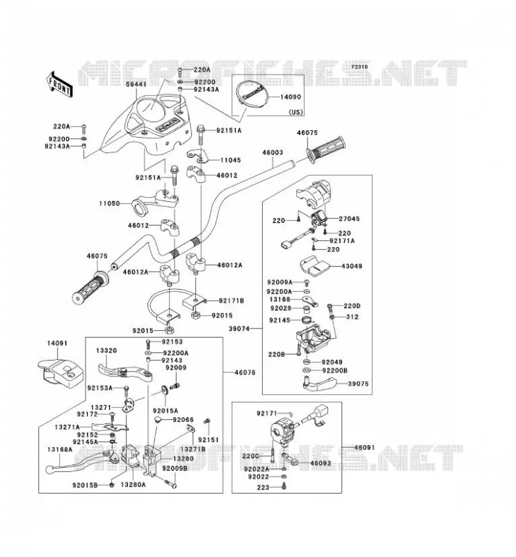 GUIDON Kawasaki QUAD 360 2011 KVF360 4X4  KVF360CBF