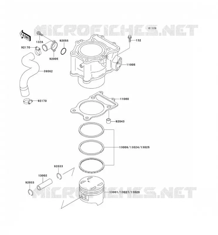 CYLINDRE/PISTON Kawasaki QUAD 400 1998 KVF400 4X4  KVF400-A2