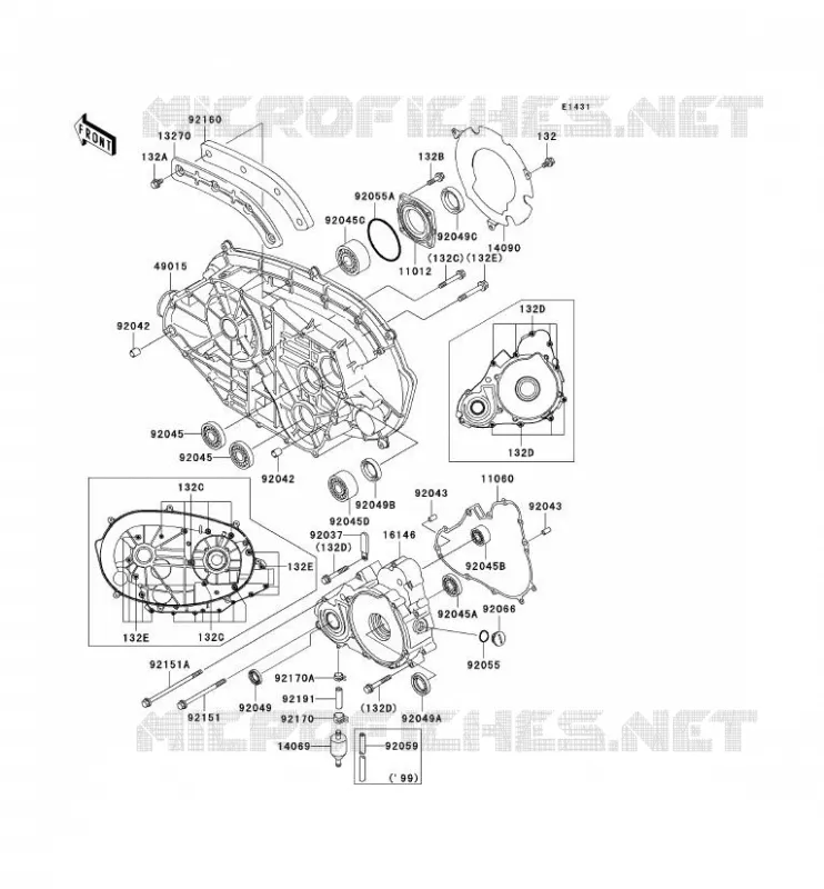 COUVERCLES MOTEUR Kawasaki QUAD 400 1999 KVF400 4X4  KVF400-C1