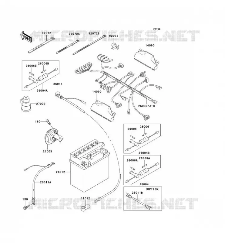 CHASSIS EQUIPMENT ELECTRIQUE Kawasaki QUAD 400 2000 KVF400  KVF400-D2