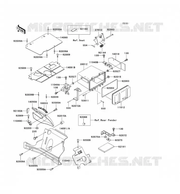 PIECE DE CADRE (COUVERTURE) Kawasaki QUAD 400 2000 KVF400  KVF400-D2