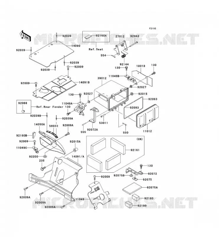 SUPPORT BATTERIE Kawasaki QUAD 400 2001 KVF400  KVF400-D3