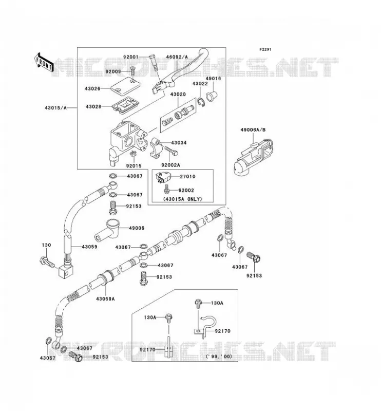 MAITRE CYLINDRE AV Kawasaki QUAD 400 2002 KVF400  KVF400-D4