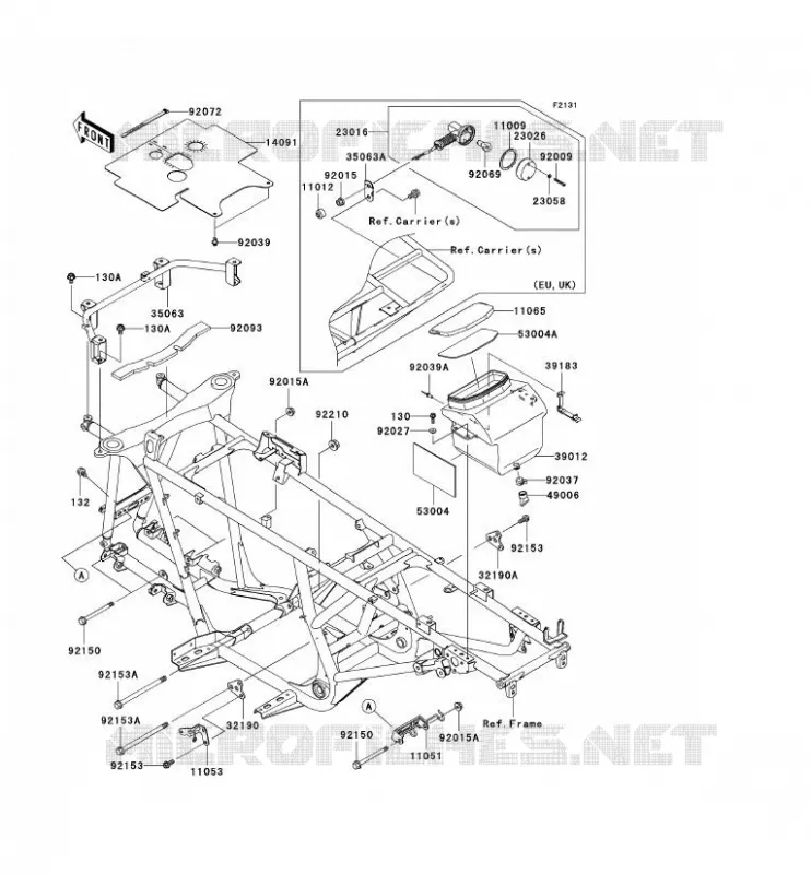 PIECE DE CADRE (COUVERTURE) Kawasaki QUAD 650 2005 KVF650 4X4  KVF650-D1