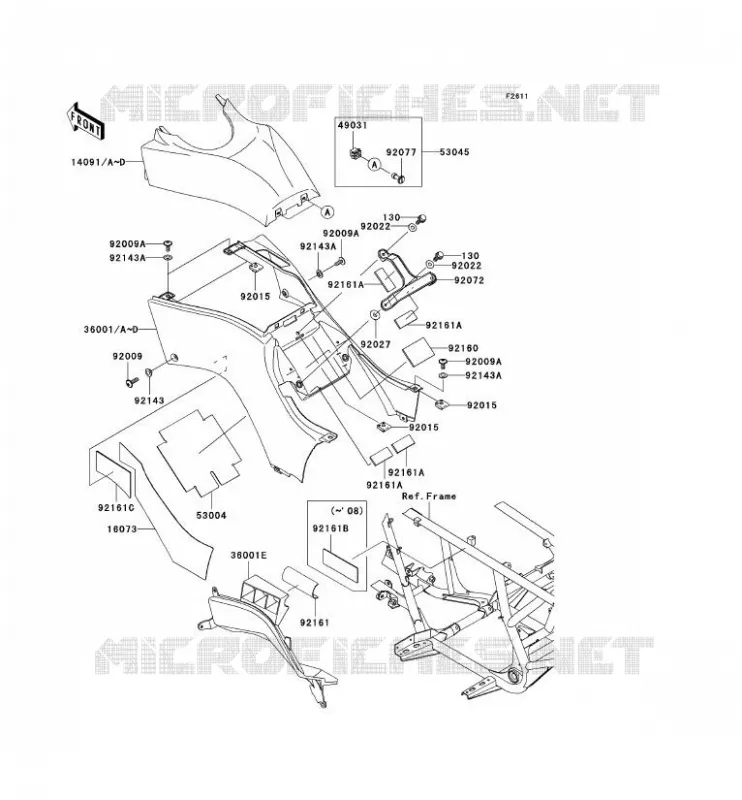 CACHE LAT&Eacute;RAL Kawasaki QUAD 650 2006 KVF650 4X4  KVF650D6F