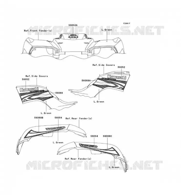 STICKER(L.GREEN)(AS) Kawasaki QUAD 650 2008 KVF650 4X4  KVF650D8F