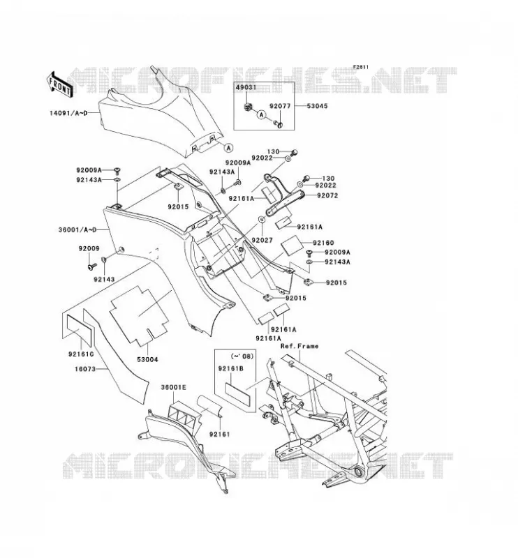 CACHE LAT&Eacute;RAL Kawasaki QUAD 650 2008 KVF650 4X4  KVF650D8F