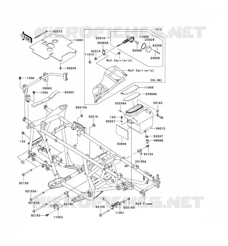 PIECE DE CADRE (COUVERTURE) Kawasaki QUAD 650 2008 KVF650 4X4  KVF650D8F