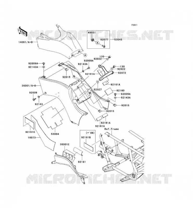 CACHE LAT&Eacute;RAL Kawasaki QUAD 650 2008 KVF650 4X4  KVF650D8F