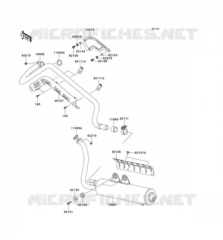 &Eacute;CHAPPEMENT Kawasaki QUAD 650 2008 KVF650 4X4  KVF650D8F
