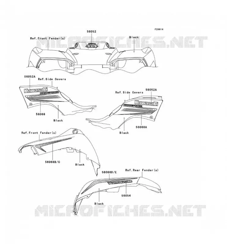 STICKER (NOIR) Kawasaki QUAD 650 2008 KVF650 4X4  KVF650D8F