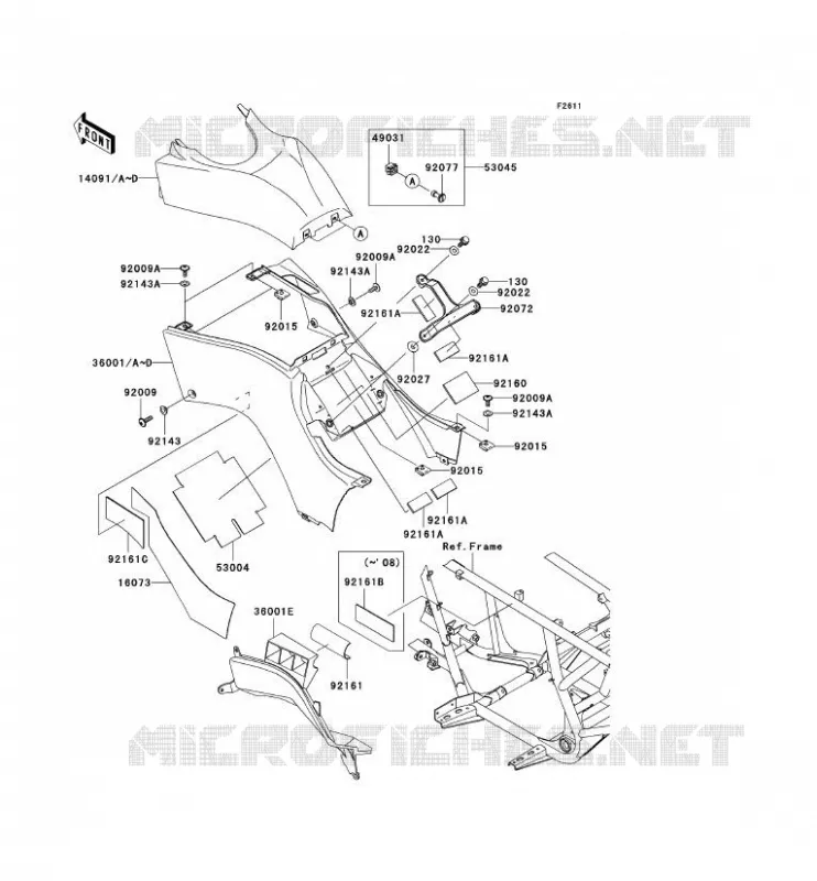 CACHE LAT&Eacute;RAL Kawasaki QUAD 650 2009 KVF650 4X4  KVF650D9F