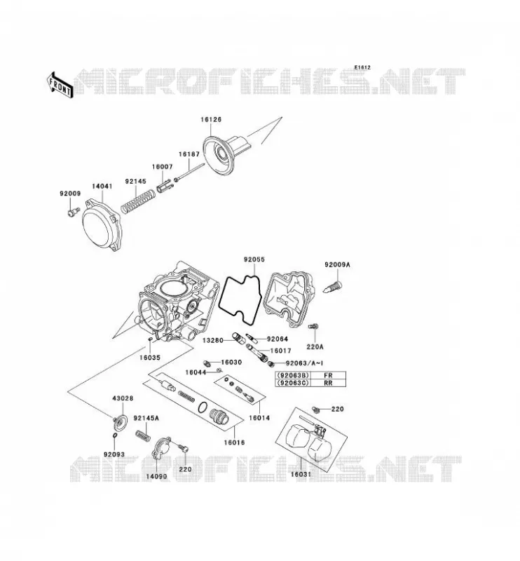 PI&Egrave;CES DE CARBURATEUR Kawasaki QUAD 650 2009 KVF650 4X4  KVF650D9F