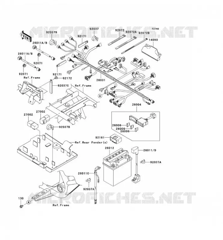 CHASSIS EQUIPMENT ELECTRIQUE Kawasaki QUAD 650 2009 KVF650 4X4  KVF650D9F