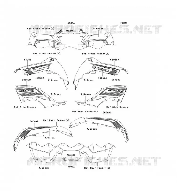 STICKER(VERT)(EU,UK) Kawasaki QUAD 650 2010 KVF650 4X4  KVF650DAF