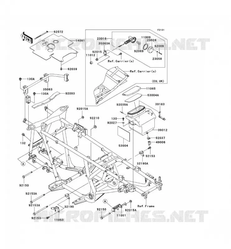 PIECE DE CADRE (COUVERTURE) Kawasaki QUAD 650 2010 KVF650 4X4  KVF650DAF