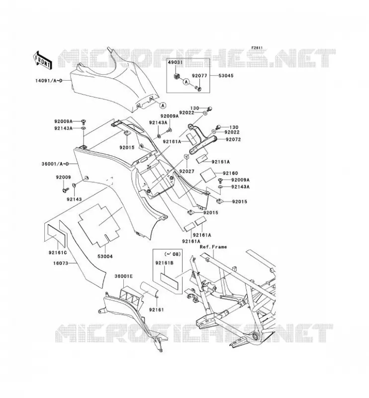 CACHE LAT&Eacute;RAL Kawasaki QUAD 650 2010 KVF650 4X4  KVF650DAF
