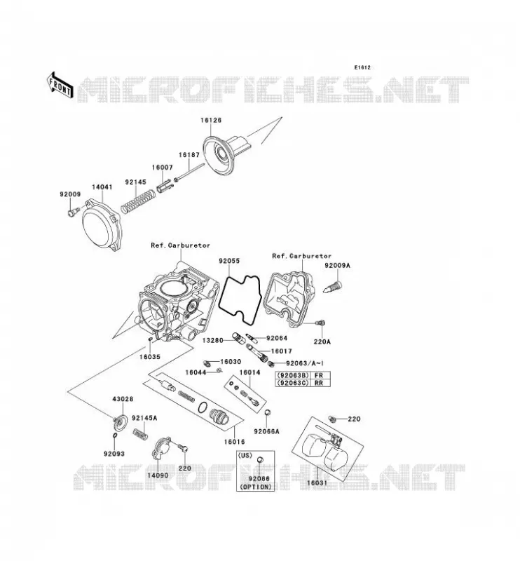 PI&Egrave;CES DE CARBURATEUR Kawasaki QUAD 650 2011 KVF650 4X4  KVF650DBF