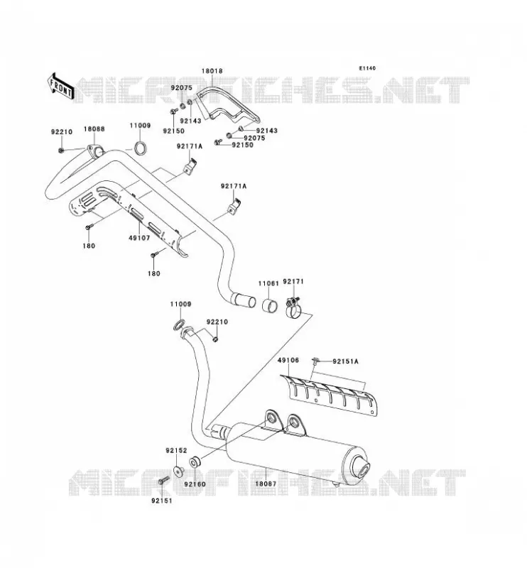 &Eacute;CHAPPEMENT Kawasaki QUAD 650 2012 KVF650 4X4  KVF650DCF